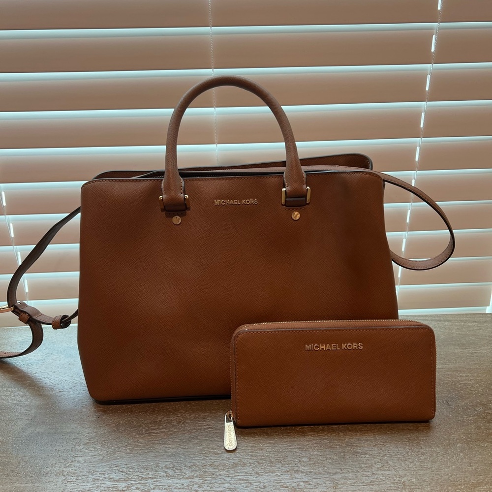 Michael Kors satchel and wallet set